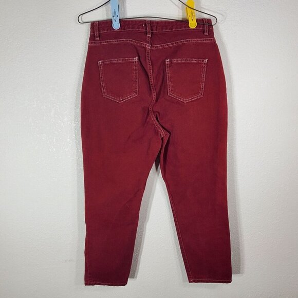 Nasty Gal Collection Womens Jeans Size 9 Cropped Denim Cranberry Red - Picture 2 of 12